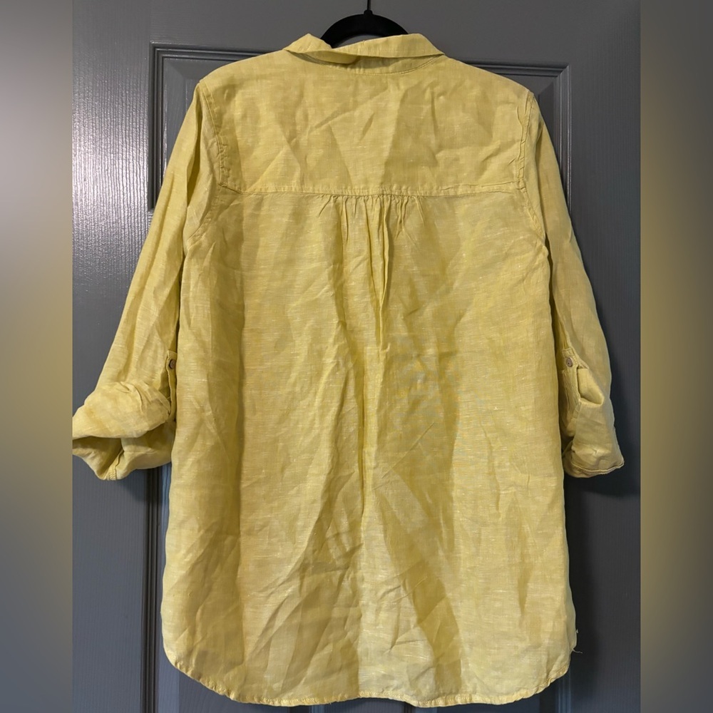 Cynthia Rowley 100% linen yellow tunic woman's plus size 1X - Picture 3 of 3